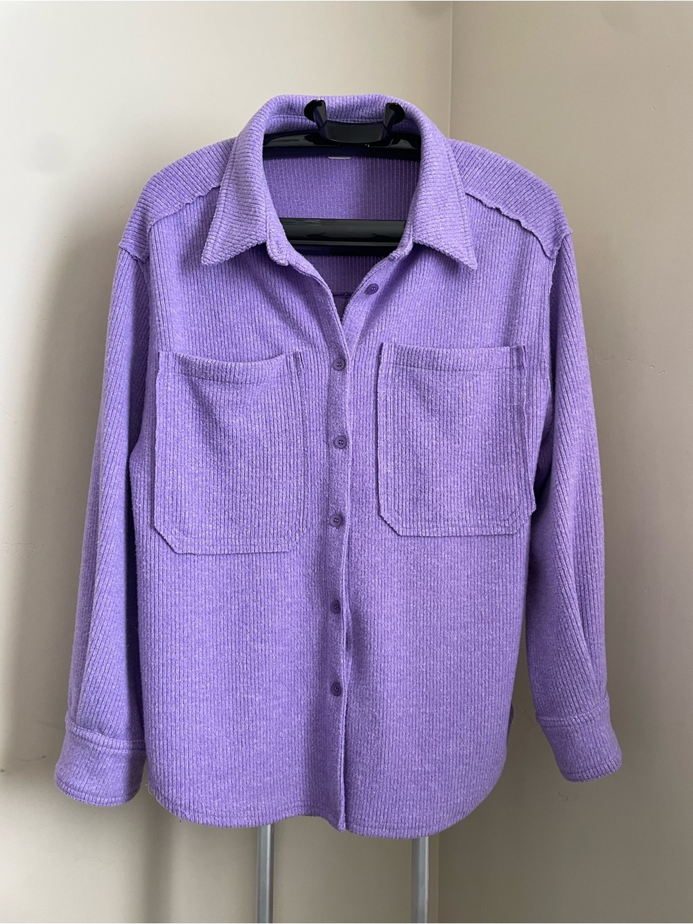 Women’s Lavender Knit Button-Up Shirt
